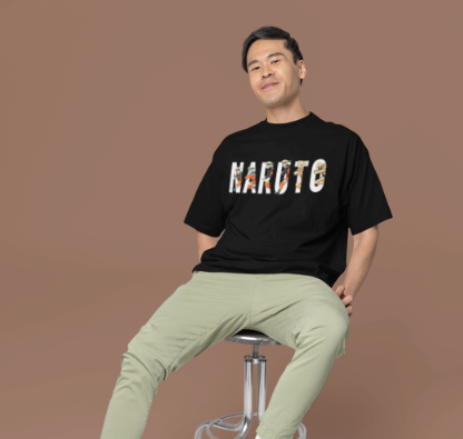 Naruto Character Typography Heavyweight Oversized T-Shirt